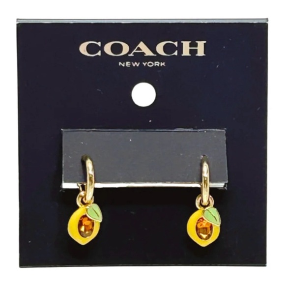 COACH CT087 🍋LEMON🍋 CHARM HUGGIE EARRINGS 🌟NWT🌟 - Picture 5 of 15
